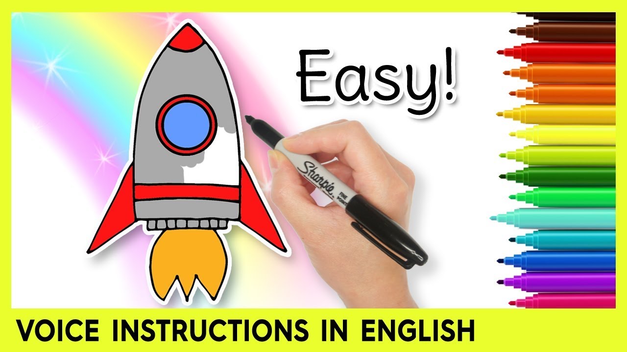 How to Draw a ROCKET SHIP! Easy Learning Video for Kids