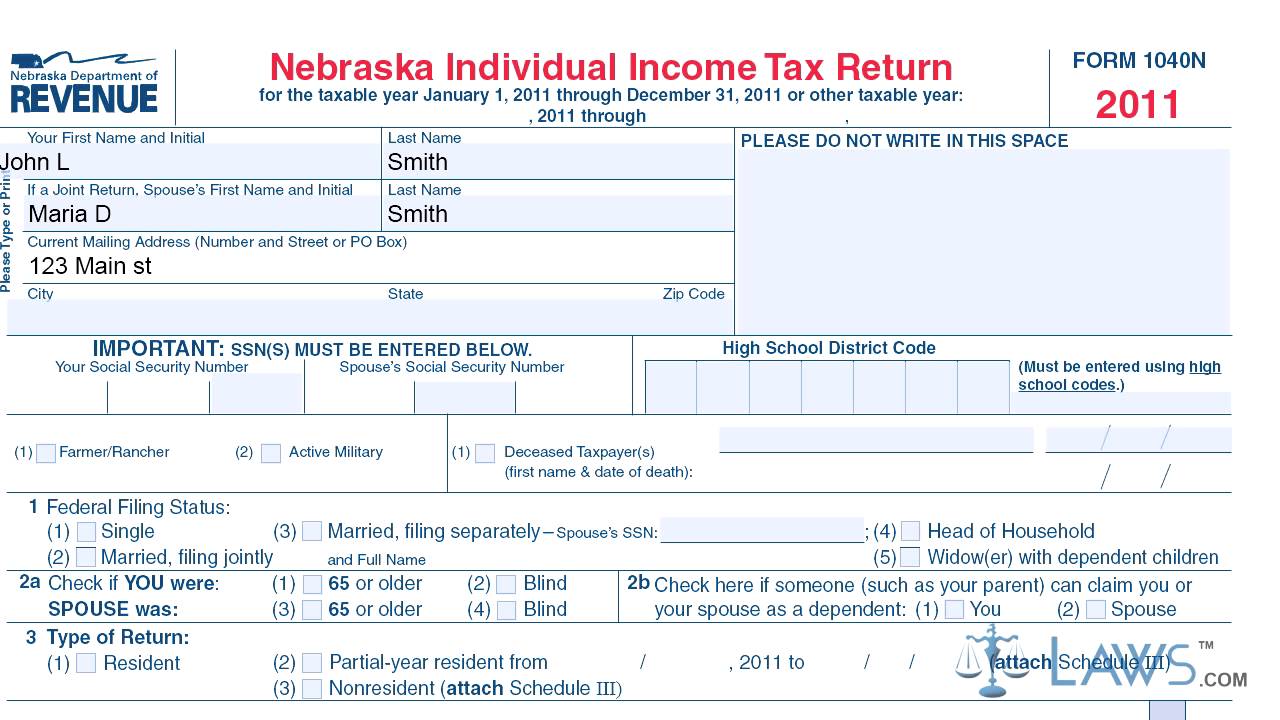 Form 1040N Nebraska Individual Income Tax Return