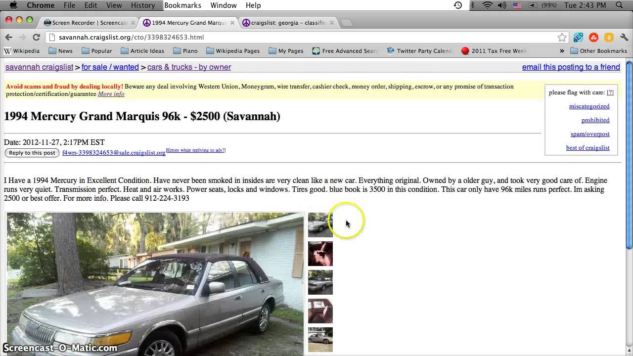 Craigslist Savannah GA Used Cars, Trucks and Vans for Sale by Owner - Cheap Alternative Vehicles