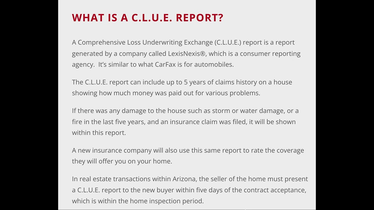 What is a C.L.U.E. Report? (Comprehensive Loss Underwriting Exchange Report)