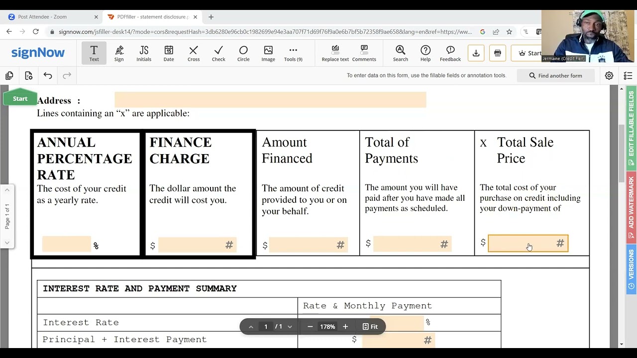 Truth in Lending Disclosure breakdown