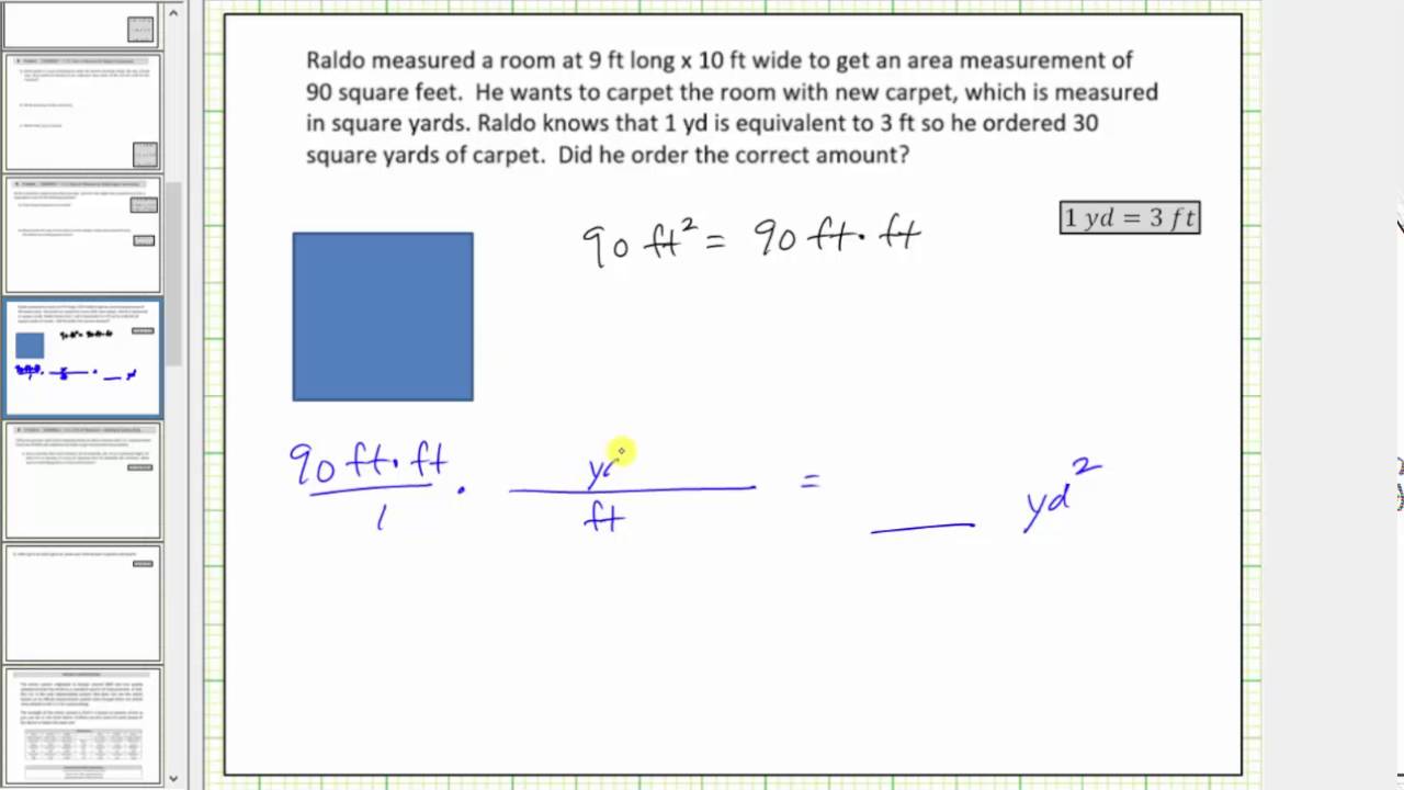 Convert Square Feet to Square Yards (Unit Fractions)
