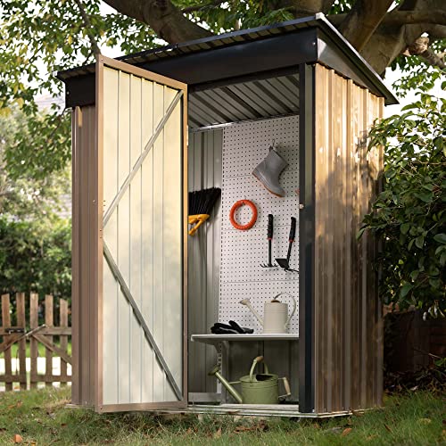 Devoko Outdoor Storage Shed X Ft Lockable Metal Garden Shed Steel Anti Corrosion Storage House With Single Lockable Door For Backyard Outdoor Patio