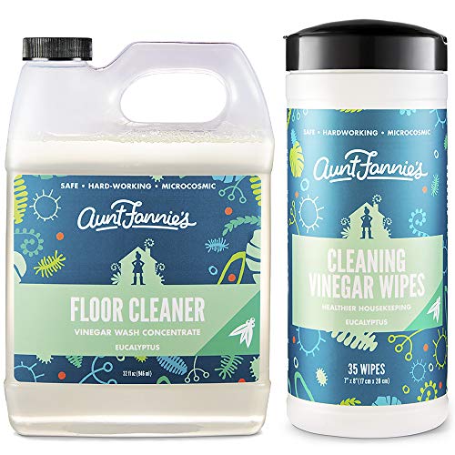 Aunt Fannie'S Bundle Floor Cleaner Vinegar Wash (Eucalyptus) + Vinegar Cleaning Wipes (Eucalyptus)