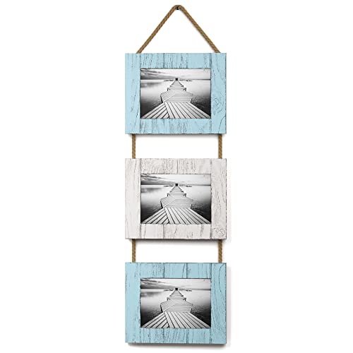 Barnyard Designs Xrustic Wood Farmhouse Picture Frames Distressed Wall Hanging Frames Whiteturquoise Set Of Barnyard Designs Xrustic Wood Farmhouse Picture Frames, Distressed Wall Hanging Frames, Whiteturquoise, Set Of