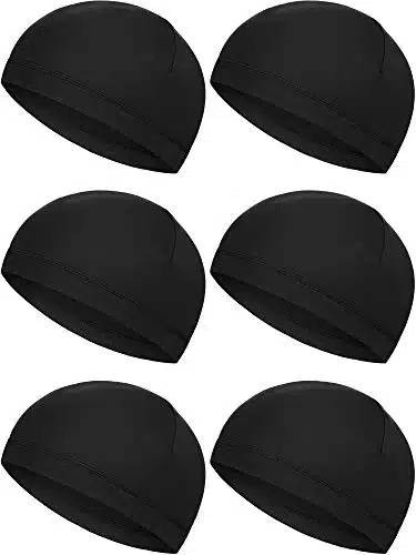 Boao Pieces Skull Caps Helmet Liner Sweat Wicking Cap Running Hats Cycling Skull Caps For Men Women (Black, Medium)