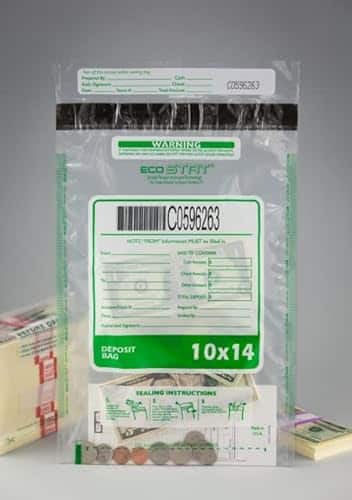 Cashier Depot Tamper Evident Deposit Bags, X Clear, Serialized Numbering, Barcode, Press & Seal Void Closure Tape (Bags)