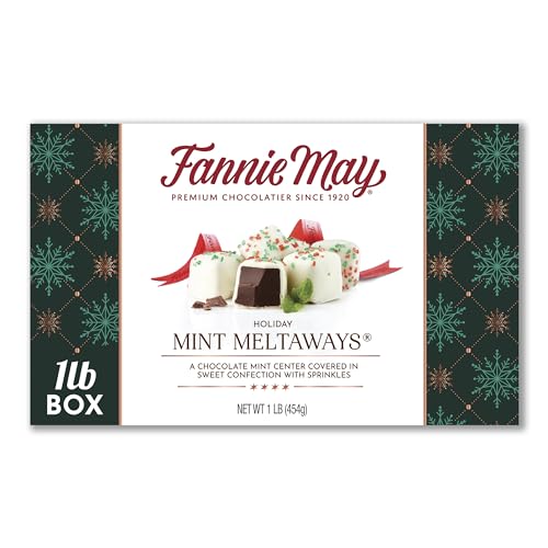 Fannie May, Premium Milk Chocolate, Mint Meltaways, Holiday Gift Box, Lb