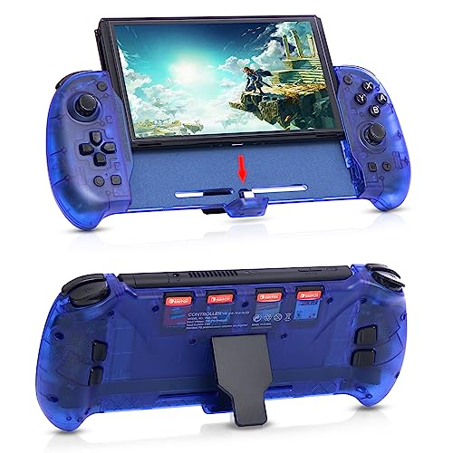 Heatfun Switch Oled Controller Grip, Wireless Controller Grip Compatible With Switch Or Switch Oled With Gravity Induction Of Six Axis Gyroscope, Double Motor Vibration   Blue