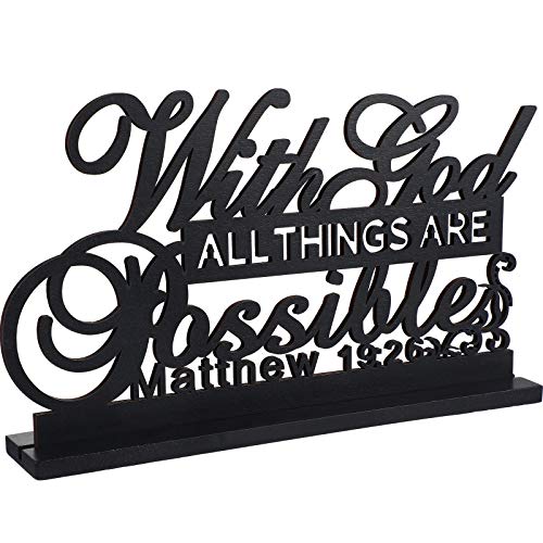 Inspirational Table Art With God All Things Are Possible Positive Sign Home Table Decoration, Motivational Table Centerpieces Letter Sign Wooden For Faith Motivational Decor Home ()