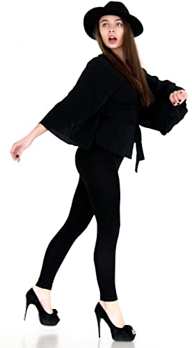 Leggings Depot Womens Aistband High Waisted Solid Leggings Pants (Full Length, Black, One Size)