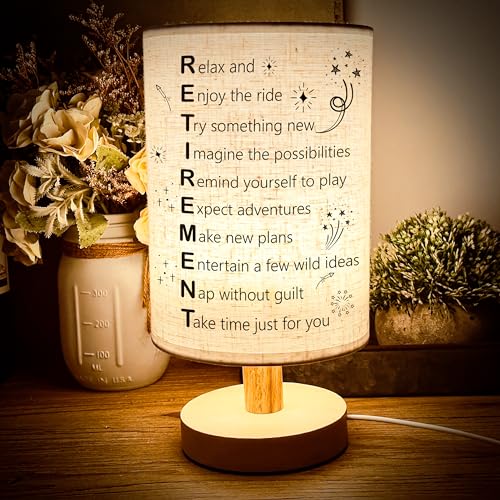 Mamagiftree Best Retirement Gifts  Boho Table Lamp  Inspirational Blessings Lamp With Soft Linen Shade  Retirement Gifts For Women Men Coworker Teacher Boss Mom Dad Best Friend'S Retirement.