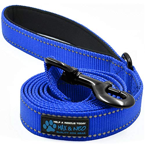 Max And Neo Reflective Nylon Dog Leash   We Donate A Leash To A Dog Rescue For Every Leash Sold (Blue, Ft)