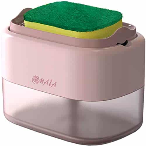 Omaia Dish Soap Dispenser For Kitchen Sink   Pink Kitchen Gadgets   Dishwashing Liquid Dispenser For Kitchen   Sink Countertop Organizer   Kitchen Soap Dispenser With Sponge Holder