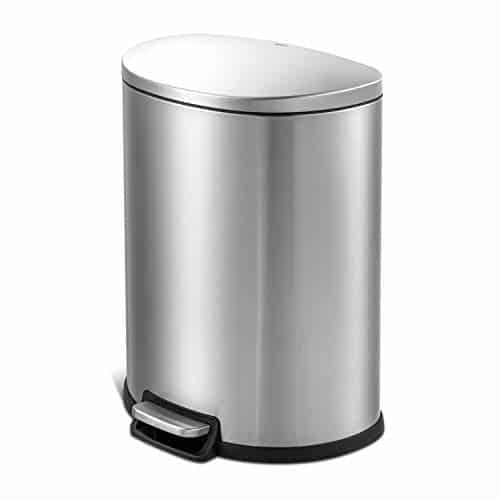 Qualiazero Lgal Heavy Duty Hands Free Stainless Steel Commercialkitchen Step Trash Can, Fingerprint Resistant Soft Close Lid Trashcan, L  Gal