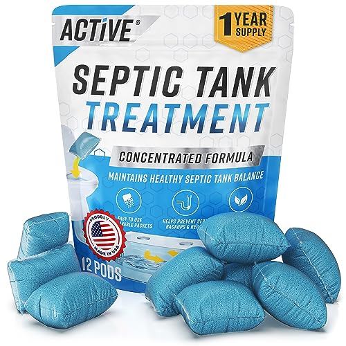 Septic Tank System Treatment Pods   Dissolving Packets  Enzyme Producing Live Bacteria Solution  Year Supply Professional Eco Friendly Maintenance  Prevent Clogs, Odor & Backups  Made In Usa