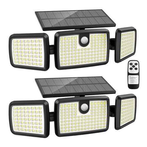 Solar Lights Outdoor, Head Solar Motion Lights Outdoor With L Leds High Brightness, Built In Bigger Tempered Glass Solar Panel, Sensitive Pir Motion Inductor(Pack)