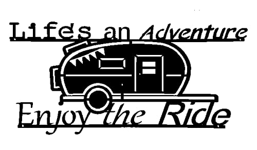 Camper Accessories   Camping Signs For Your Camper Decorations For Inside To Enhance Your Camper Decor In Your Camping House   Black Metal Wall Dã©Cor   Life'S An Adventure Enjoy The Ride With Camper, X