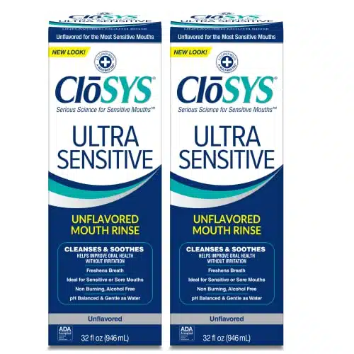 Closys Ultra Sensitive Mouthwash, Ounce (Pack Of ), Unflavored (Optional Flavor Dropper Included), Alcohol Free, Dye Free, Ph Balanced, Helps Soothe Entire Mouth
