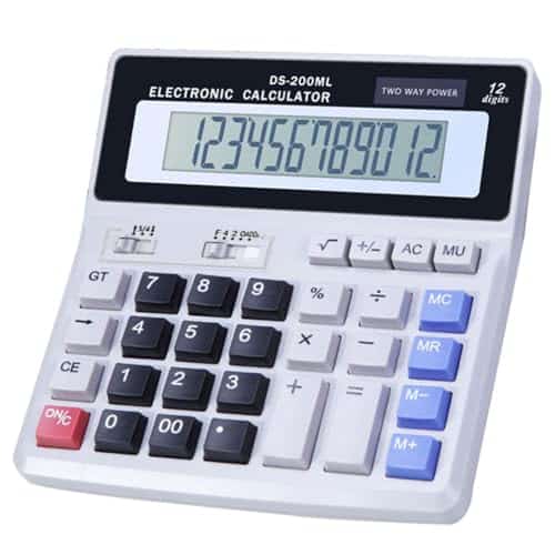 Desk Calculator Large Digit Display, Battery Dual Power Basic Calculator Desktop, Big Button For Office, Business, Home And School (Grey).