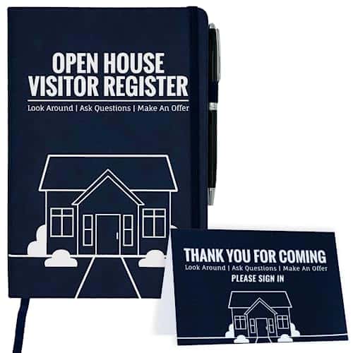 Diochey Creations Leather Open House Sign In Book For Luxury Real Estate  Entries With Free Tent Card & Pen For Realtor Agent Supplies  Visitor Guest Registry Notebook
