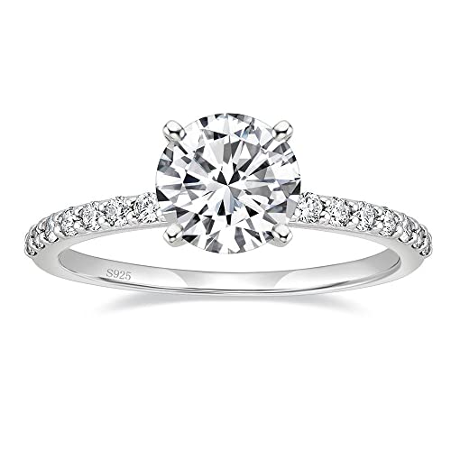 Eamti Sterling Silver Ct Round Solitaire Cubic Zirconia Engagement Ring Halo Promise Ring