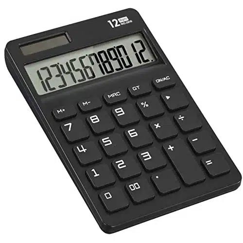 Eoocoo Basic Standard Calculator Digit Desktop Calculator With Large Lcd Display For Office, School, Home & Business Use, Modern Design (Medium Black)