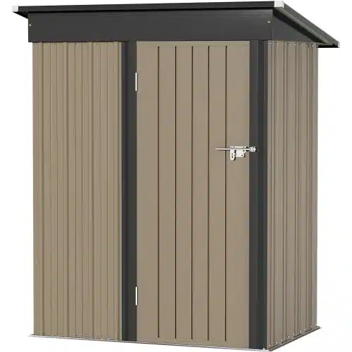 Greesum Metal Outdoor Storage Shed Ft X Ft, Steel Utility Tool Shed Storage House With Door & Lock, For Backyard Garden Patio Lawn (' X '), Brown