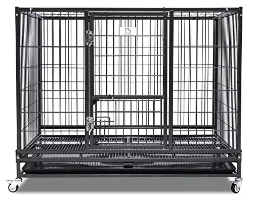 Homey Pet Stackable And Collapsible Heavy Duty Cage Wfeeding Door, Casters And Tray