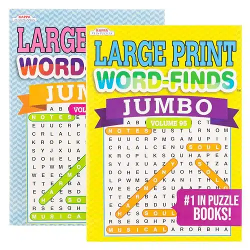 Kappa Jumbo Large Print Word Finds Puzzle Book Titles, Word Search Find Words Books For Adults Teens, Training Learning With Game, Pack