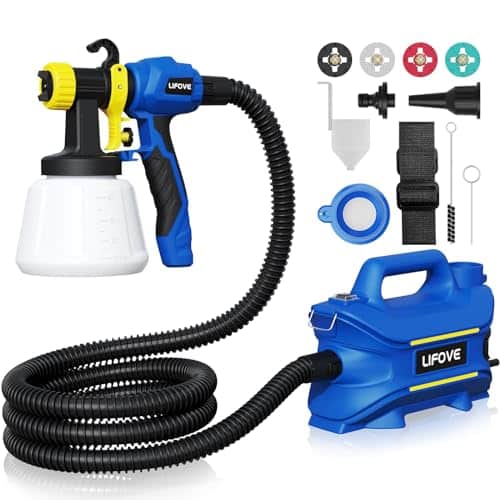 Lifove Paint Sprayer  Hvlp Electric Spray Paint Gun With Fl Oz Container, Ft Air Hose, Nozzles &Amp; Patterns, Easy To Clean, Suitable For Furniture, House, Fence, Walls, Etc. Lf