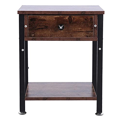 Rivenna Nightstand, Wooden Industrial Vintage Nightstand Bedside Table Storage Cabinet With Drawers Household Furniture Fedroom Furniture