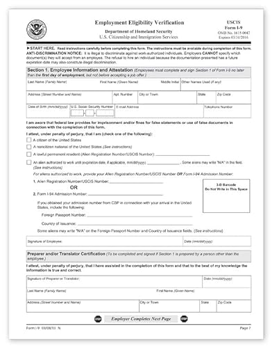 Tfi Employment Eligibility Verification X