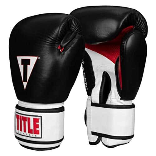 Title Boxing Classic Leather Super Bag Gloves , Blackwhitered, Youth
