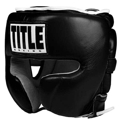 Title Boxing Leather Sparring Headgear, Black, Regular