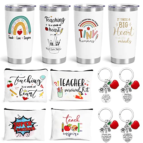 Uarehiby Pcs Teacher Appreciation Gifts In Bulk,Oz Wine Tumbler Teacher Gifts,Graduation Gifts With Keychain,Best End Of Year Teacher Gifts With Cosmetic Bag For Women Men