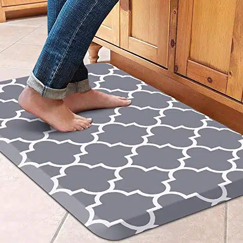 Wiselife Kitchen Mat And Rugs Cushioned Anti Fatigue,X ,Non Slip Waterproof Ergonomic Comfort Mat For Kitchen, Floor Home, Office, Sink, Laundry, Grey