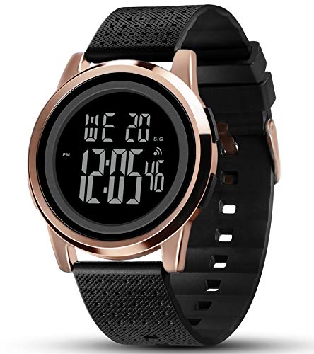 Yuink Mens Watch Ultra Thin Digital Sports Watch Waterproof Stainless Steel Fashion Wrist Watch For Men Women(Rose Gold)