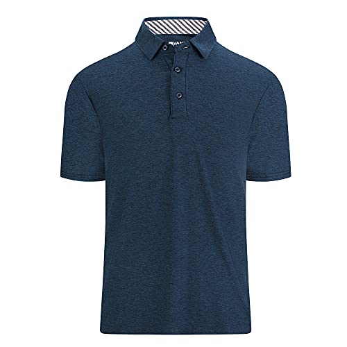 Alex Vando Mens Golf Shirt Moisture Wicking Quick Dry Short Sleeve Casual Polo Shirts For Men,Navy,Xxl
