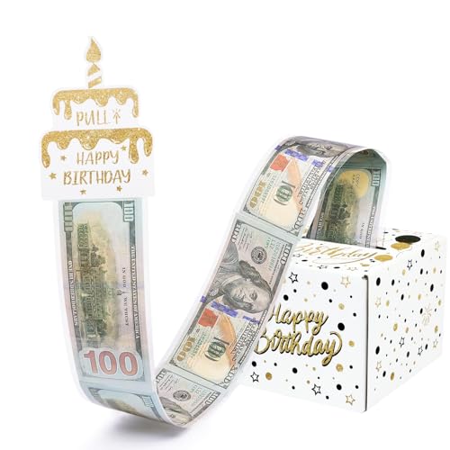 Birthday Money Box For Cash, White Surprise Box Explosion Gift For Men, Billionaire Money Holder With Pull Out Card Diy Set