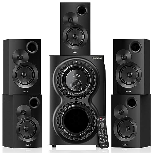 Bobtot Surround Sound Systems Home Theater Speakers   Atts Subwoofer Strong Bass .Ired Stereo Sound Audio System With Bluetooth Hdmi Arc Optical Aux Input