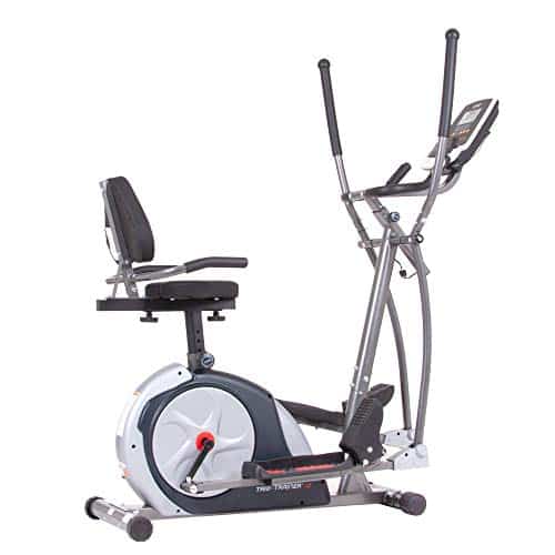 Body Champ In Home Gym, Upright Exercise Bike, Elliptical Machine & Recumbent Bike, Trio Trainer Exercise Machine Plus Two Upper Body Options, Silver, Brt