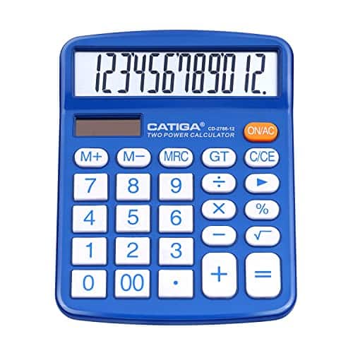 Catiga Desktop Calculator Digit With Large Lcd Display And Sensitive Button, Solar And Battery Dual Power, Standard Function For Office, Home, School, Cd (Blue)