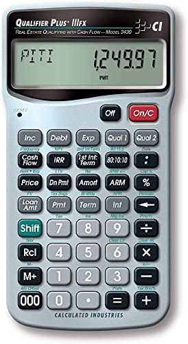 Calculated Industries Qualifier Plus Iiifx Advanced Real Estate Mortgage Finance Calculator  Clearly Labeled Keys  Buyer Pre Qualifying  Payments, Amortizations, Arms, Combos, Fhava, More