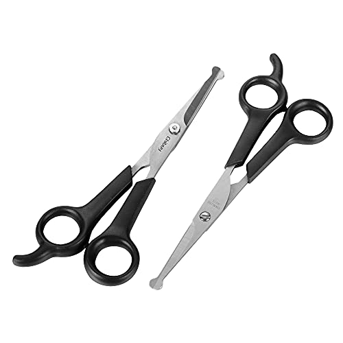 Chibuy Dog Grooming Scissors Set With Safety Round Tips Stainless Steel Dog Eyeface Cut Shears, Home Professional Pet Grooming Scissros Kit For Dogs,Cats And Furry Animals,  Pack Of