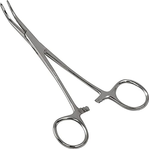 Dexsur Precision Kelly Hemostat Forceps Locking Tweezers Clamp, Silver, Inches, Curved Stainless Steel