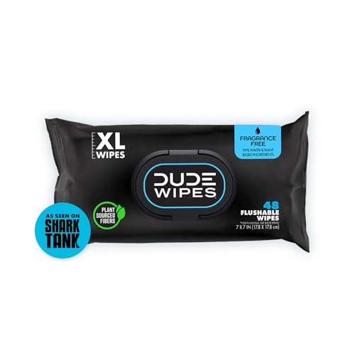 Dude Wipes   Flushable Wipes   Pack, Ipes   Unscented Extra Large Adult Wet Wipes   Vitamin E & Aloe For At Home Use   Septic And Sewer Safe