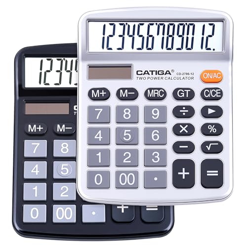 Desktop Calculator (Pack) Digit With Large Lcd Display And Sensitive Button, Solar And Battery Dual Power, Standard Function For Office, Home, School, Cd (Blacksilver)