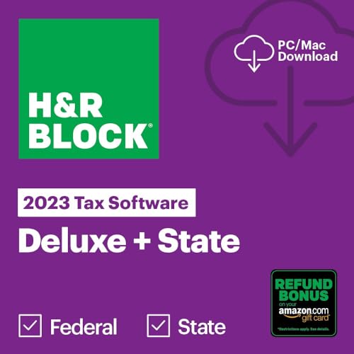 H&R Block Tax Software Deluxe + State With Refund Bonus Offer (Amazon Exclusive) (Pcmac Download)