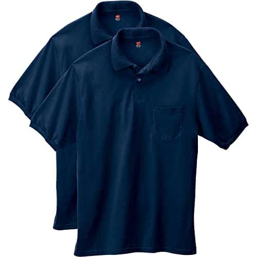 Hanes Men'S Short Sleeve Jersey Pocket Polo (Pack Of ), Navy, Large
